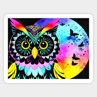 Owl - Rainbow Moon Sticker